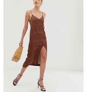 NWT & Other Stories brown black dot slip dress | 2